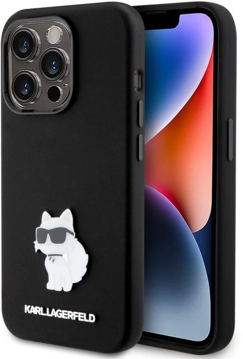 Karl Lagerfeld Choupette Metal Pin Hard Case Θήκη προστασίας από σιλικόνη  – iPhone 15 Pro (Black – KLHCP15LSMHCNPK)