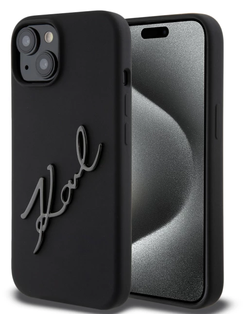 Karl Lagerfeld "Karl Script Logo" Hard Case Θήκη προστασίας από σιλικόνη – iPhone 15 (Black – KLHCP15SSKSBMCK)