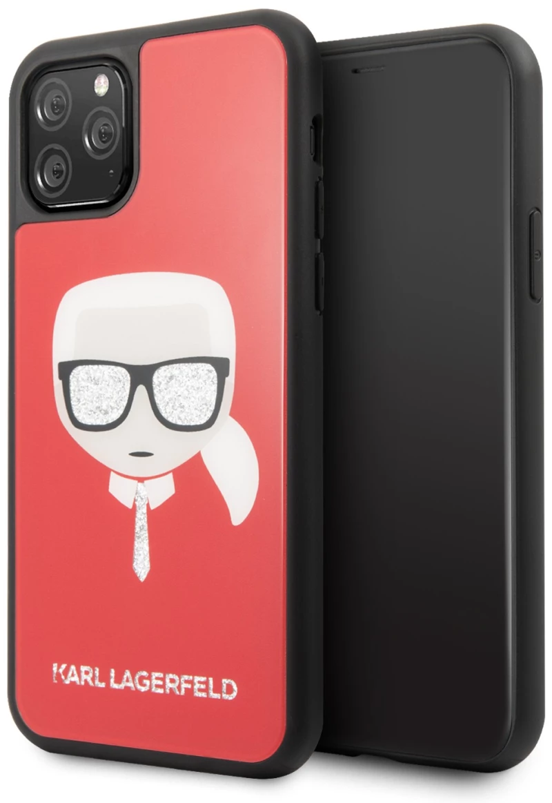Karl Lagerfeld "Glitter Head" Back Cover Σκληρή Θήκη για iPhone 11 Pro Max - Κόκκινο