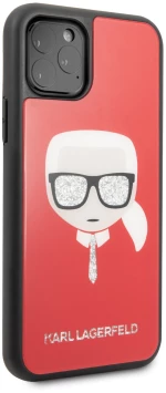 Karl Lagerfeld "Glitter Head" Back Cover Σκληρή Θήκη για iPhone 11 Pro Max - Κόκκινο