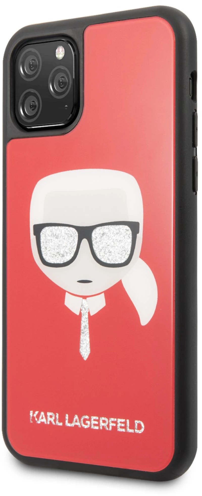 Karl Lagerfeld "Glitter Head" Back Cover Σκληρή Θήκη για iPhone 11 Pro Max - Κόκκινο