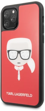 Karl Lagerfeld "Glitter Head" Back Cover Σκληρή Θήκη για iPhone 11 Pro Max - Κόκκινο