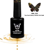 Solo Pro -No351(12ml)TOP COAT GALAXY GLITTER ΔΙΑΦΑΝΟ GOLD (ΕΦΑΡΜΟΓΗ ΣΕ ΜΑΥΡΟ)