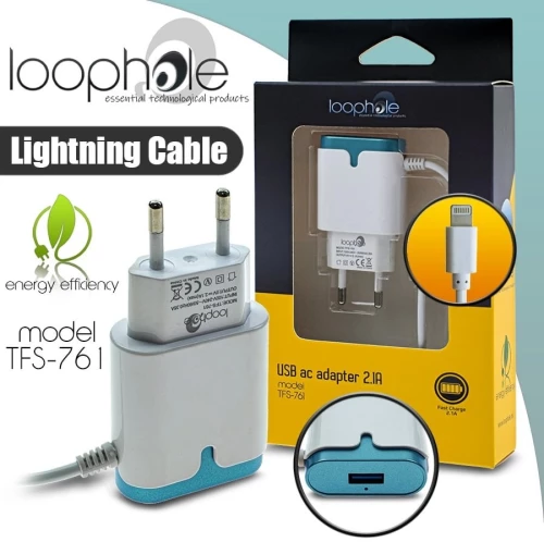 Loophole Ac Adapter Lightning Blue