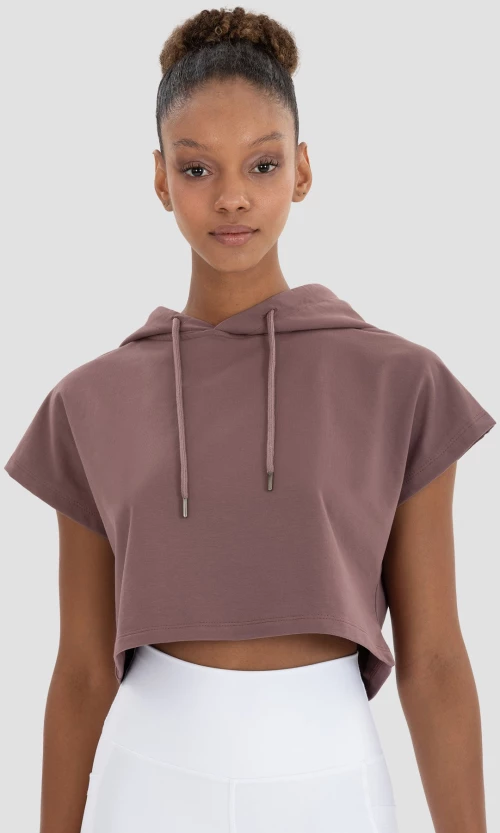 Γυναικείο Αθλητικό Φούτερ Κοντό Oversized Dark Rose