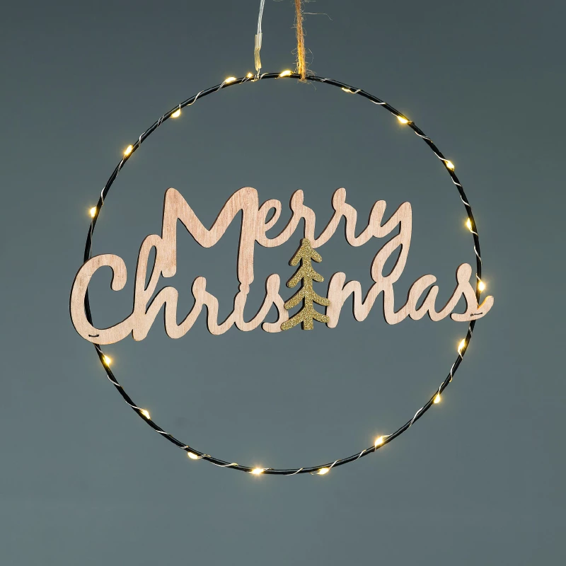 HANGING MERRY CHRISTMAS TREE 20 MINI LED ΘΕΡΜΟ ΛΑΜΠ ΜΠΑΤ 2*CR2032 (ΣΥΜΠΕΡ) IP20 ΔΙΑΜ:26cm 30cm ΚΑΛ ACA X062019260