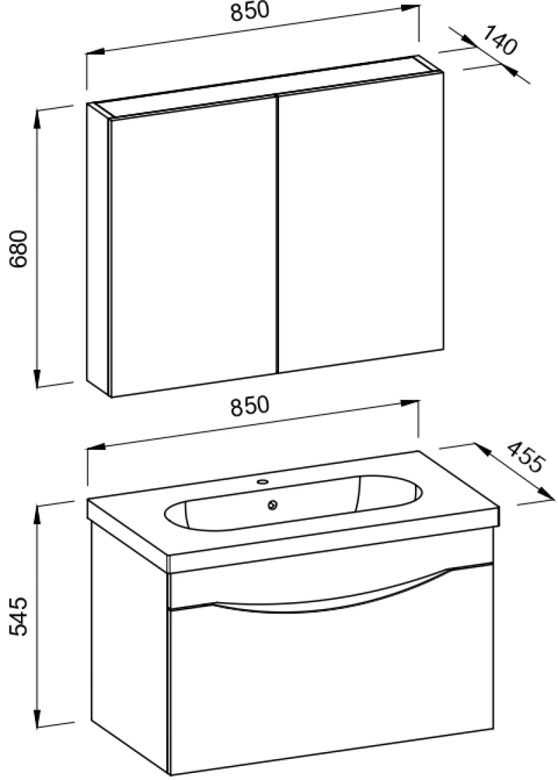 Πάγκος SMILE Ανθρακί / Barok MDF 18mm Λάκα 85 S3BSMI085ABM 85x45.5x54.5cm