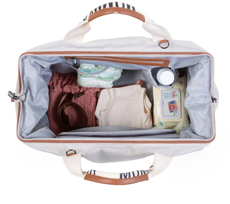 Childhome Τσάντα Αλλαγής Mommy Bag Bag Sinature Canvas Off White