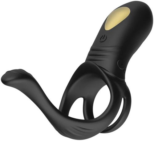 Vibrating Triple Cock Ring Black