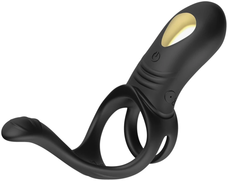 Vibrating Triple Cock Ring Black
