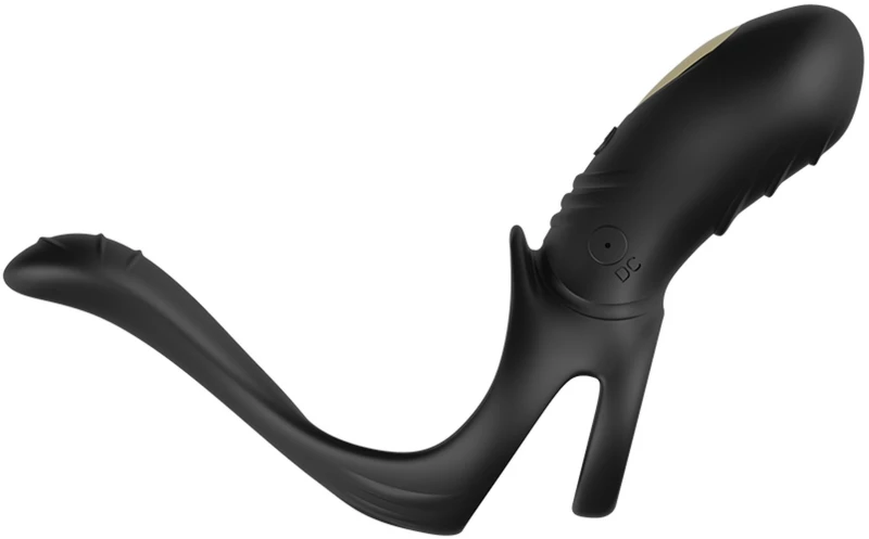 Vibrating Triple Cock Ring Black