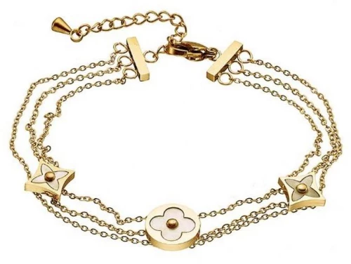 Ατσάλινο βραχιόλι αλυσίδα με φίλντισι στοιχεία Ozze 00872 - Χρυσό