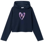 Μπλούζα φούτερ crop "Heart" μπλε (Μπλε)