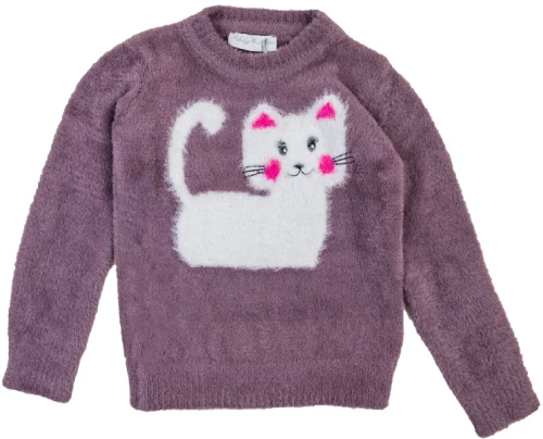 Πουλόβερ "White cat" μωβ (Μωβ)