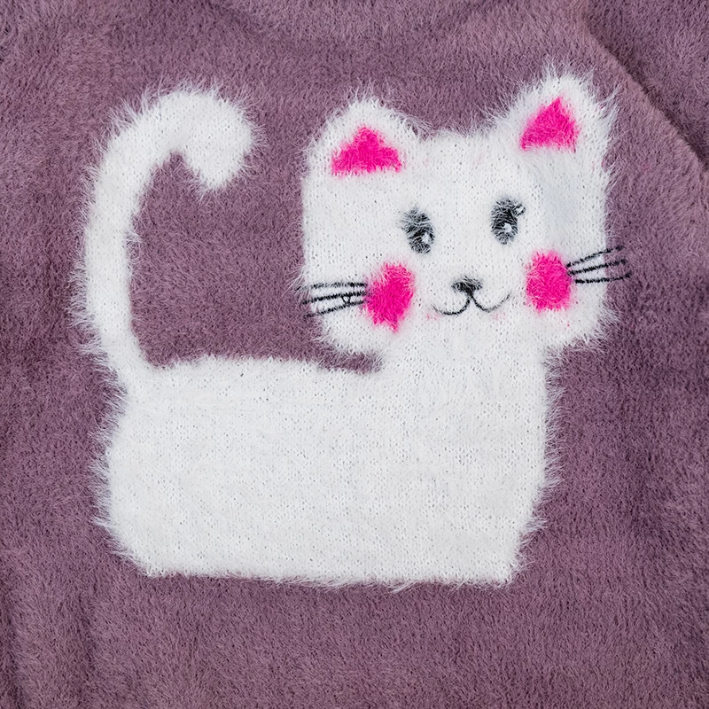 Πουλόβερ "White cat" μωβ (Μωβ)