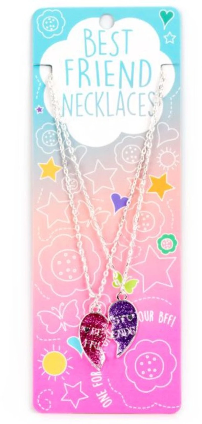 ΚΟΛΙΕ BEST FRIENDS ΣΕΤ 2 τεμ. PINK-PURPLE GLITTER SPLIT HEART (#14482395)