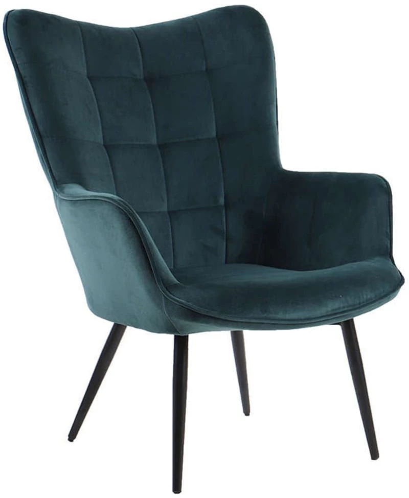 Πολυθρόνα Morgan Green-Black 71x79x99cm 01-2037 Βελούδο, Μέταλλο