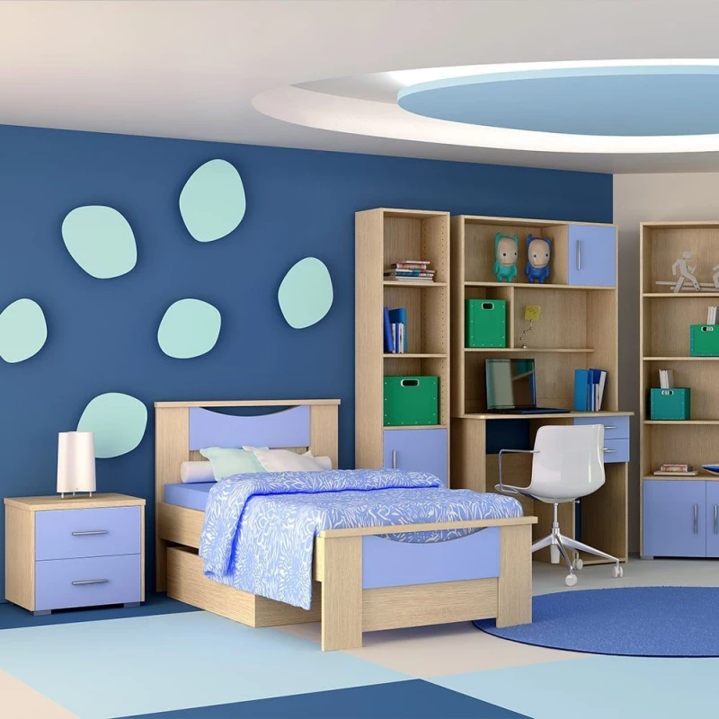 Κρεβάτι Παιδικό Νο. 16 Smile 110x190 Oak-Blue Ημίδιπλο Μελαμίνη