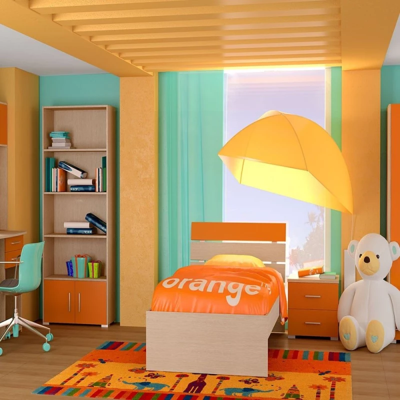 Κρεβάτι Παιδικό Νο. G51 Nota 90x190 Oak-Orange Μονό Μελαμίνη