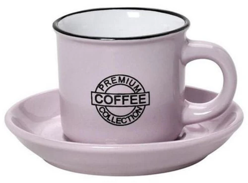 Φλυτζάνι & Πιάτο Σετ 6 τμχ Coffee Espresso 90mlHun305K12 Φ6,3cm Pink Espiel Κεραμικό