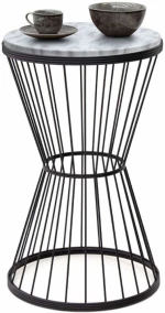 Τραπεζάκι Σαλονιού Βοηθητικό Hoffman Marble 0211974 35x35x58cm Black-White