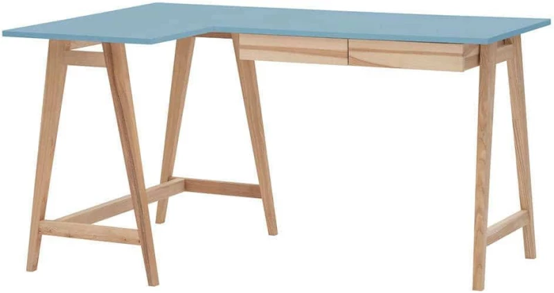 Γραφείο Luka Αριστερή Γωνία LUKALOFASH13 135x50x75cm Natural-Light Blue