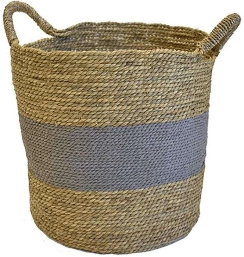 Καλάθι Διακοσμητικό Ψάθινο 00.06.67168 35x35cm Natural-Grey Ψάθα