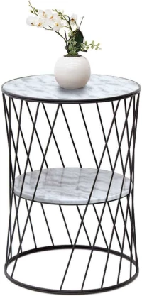 Tραπεζάκι Βοηθητικό Jaspin 0211972 32x32x44cm Marble Effect White-Black