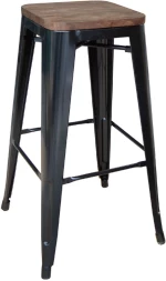 Σκαμπό Μπάρ Relix Wood Black Ε5190W,1 43X43Χ76 cm Μέταλλο,Ξύλο