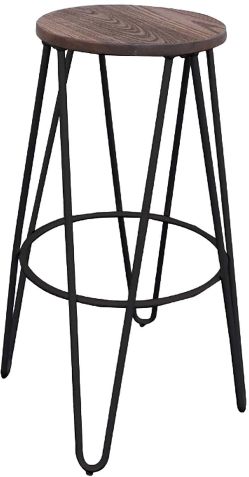 Σκαμπό Μπάρ Arco Wood Dark Black Ε5207,1 Φ33Χ76 cm Μέταλλο,Ξύλο