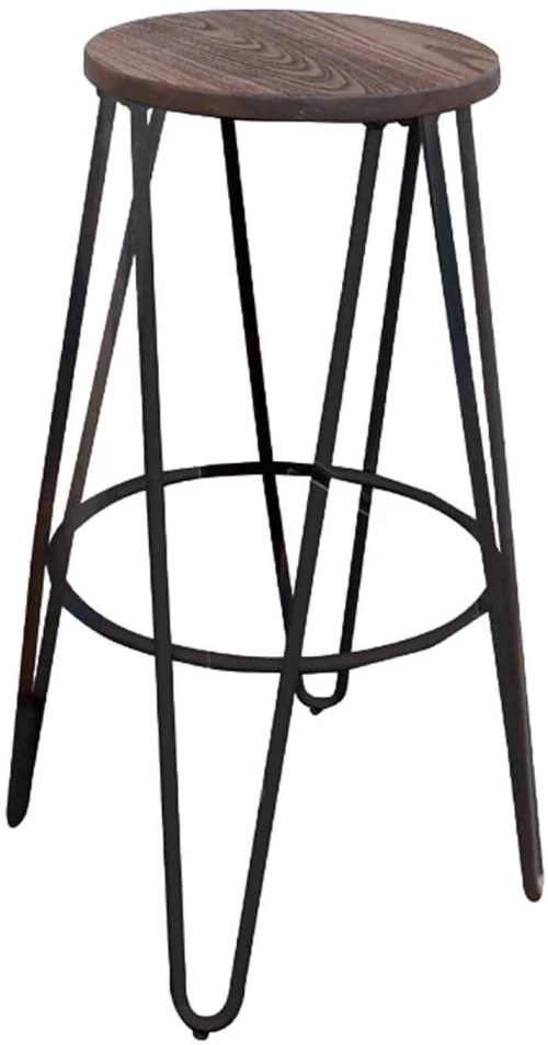 Σκαμπό Μπάρ Arco Wood Dark Antique Black Ε5207,10 Φ33Χ76 cm Μέταλλο,Ξύλο