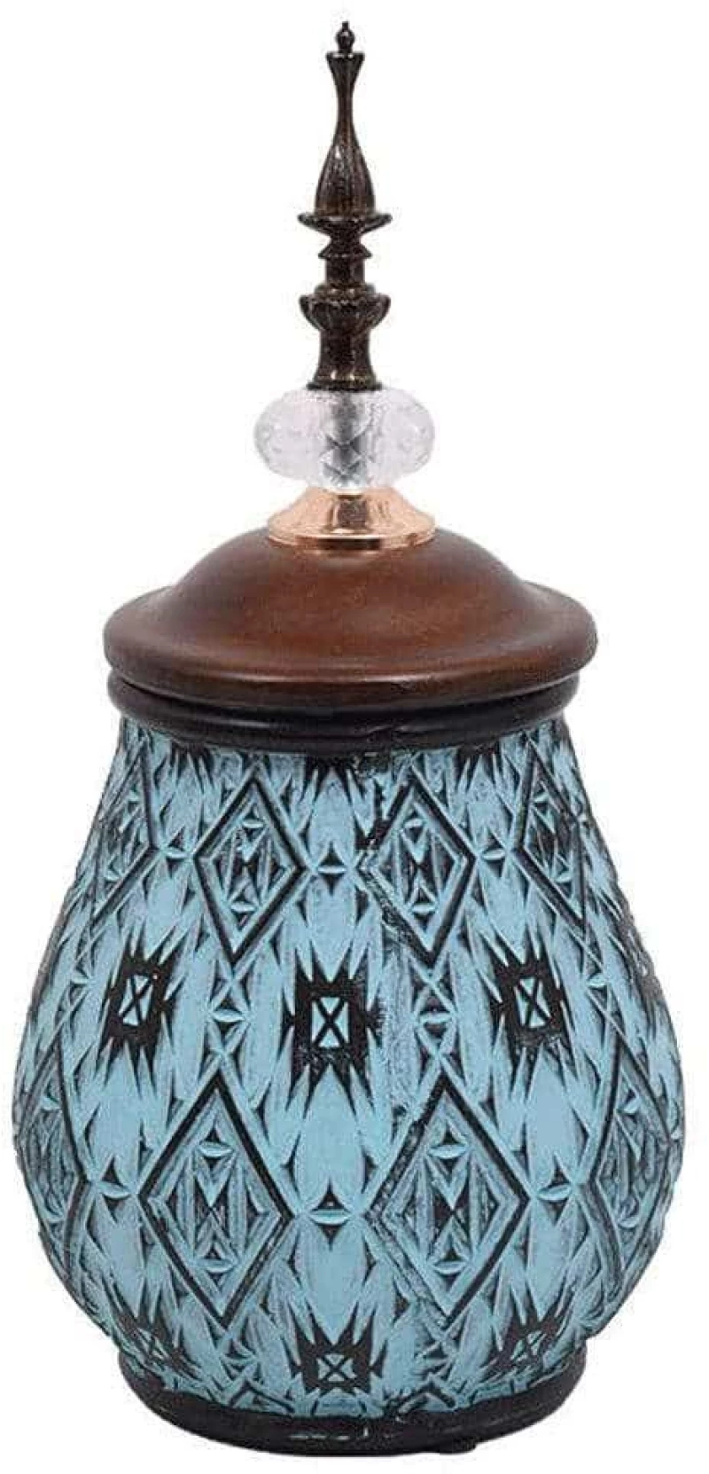 Βάζο Με Καπάκι 373-223-917 16x33cm Blue-Brown Κεραμικό