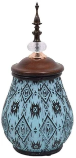 Βάζο Με Καπάκι 373-223-917 16x33cm Blue-Brown Κεραμικό