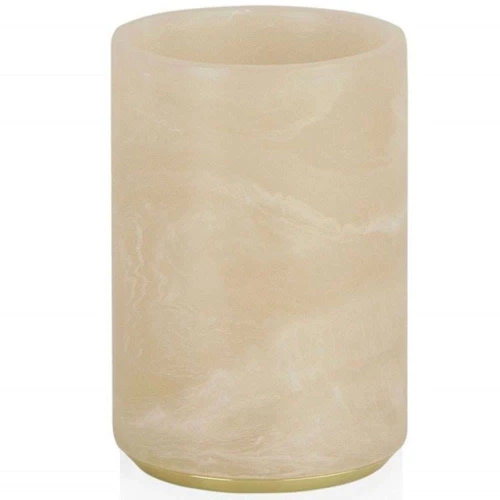 Ποτηροθήκη AH-BA19063 Φ7x10,5cm Marble Effect Pink-Gold Andrea House Μέταλλο,Polyresin