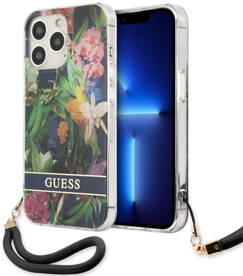 Θήκη Προστασίας iPhone 13 Pro "Flower Collection" GUHCP13LHFLSB Με Κορδονάκι Multi Guess