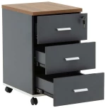 Συρταριέρα Γραφείου Τροχήλατη Oscar 246-000011 40x48x63cm Anthracite-Walnut