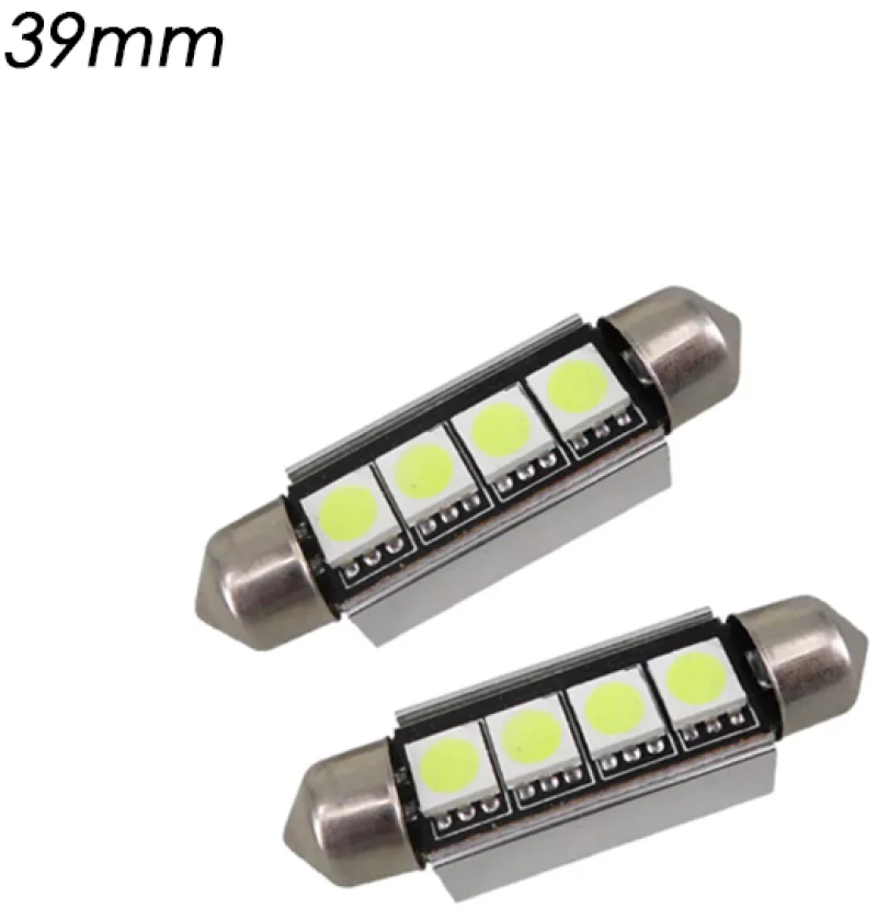 Σετ LED Πλαφονιέρας C5W Canbus 39mm 12V 4 SMD Ψυχρό Λευκό 6000K 2τμχ