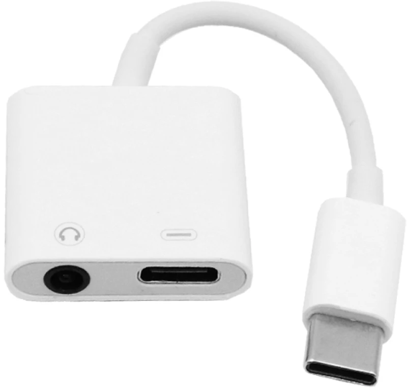 Αντάπτορας Ακουστικών Type C σε Jack 3.5mm με Παράλληλη Φόρτιση Type-C Treqa CA-1063 Λευκό