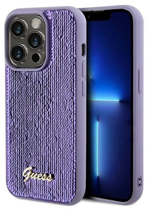 Guess Sequin Script Metal - Case for iPhone 14 Pro (purple)