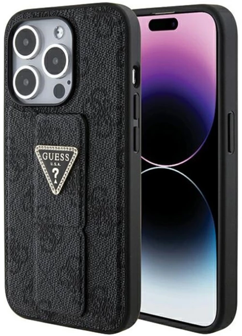 Guess Grip Stand 4G Triangle Strass Logo - iPhone 15 Pro Max Case (black)