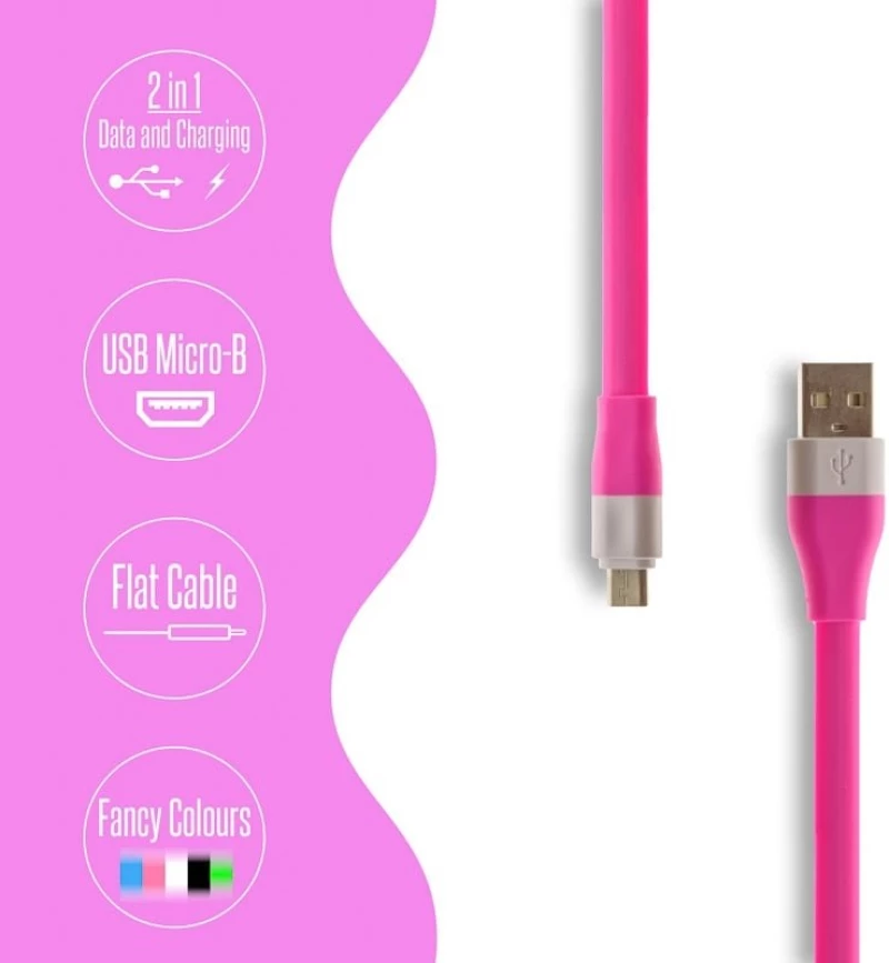 Καλώδιο Φόρτισης - Δεδομένων Micro Usb Φουξ 1.2M