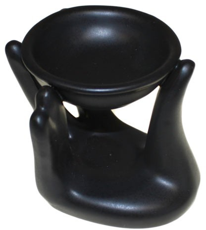 Αρωματικός Κεραμικός Καυστήρας Αιθέριων Ελαίων Open Hands Black 10cm