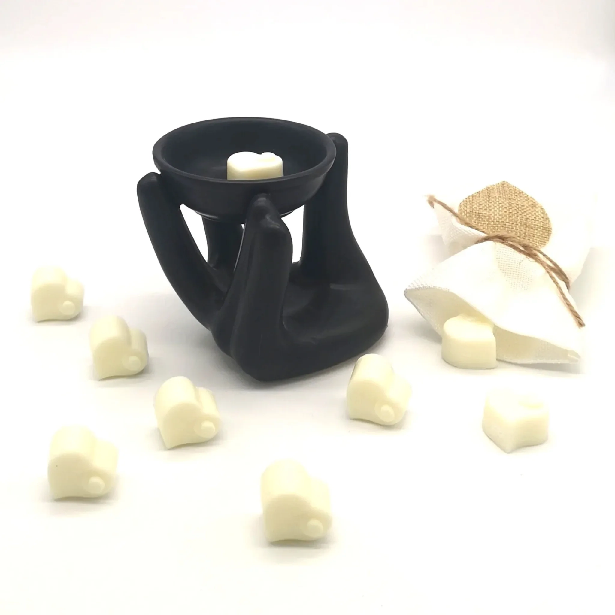 Αρωματικός Κεραμικός Καυστήρας Αιθέριων Ελαίων Open Hands Black 10cm