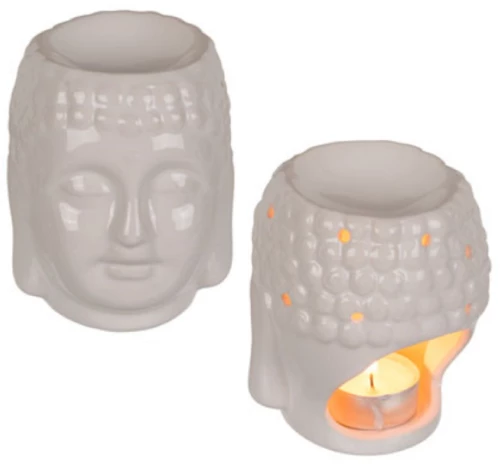 Αρωματιστής Λευκός με σχέδιο Βούδας - Oil & Wax Burner Buddha 8,5cm