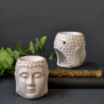 Αρωματιστής Λευκός με σχέδιο Βούδας - Oil & Wax Burner Buddha 8,5cm