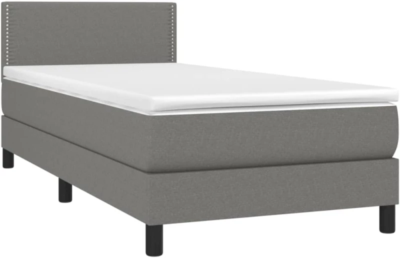 ΚΡΕΒΑΤΙ BOXSPRING ΜΕ ΣΤΡΩΜΑ & LED ΣΚ.ΓΚΡΙ 90X200 ΕΚ. ΥΦΑΣΜΑΤΙΝΟ 3133046