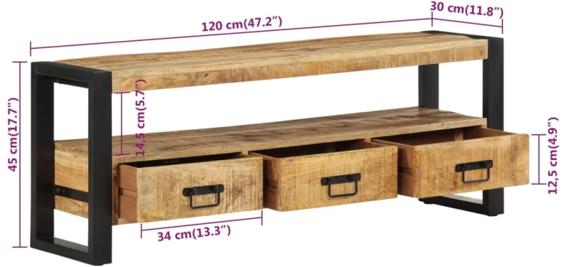 ΈΠΙΠΛΟ ΤΗΛΕΟΡΑΣΗΣ 120 X 30 X 45 ΕΚ. ΑΠΟ ΜΑΣΙΦ ΞΥΛΟ ΜΑΝΓΚΟ 351669