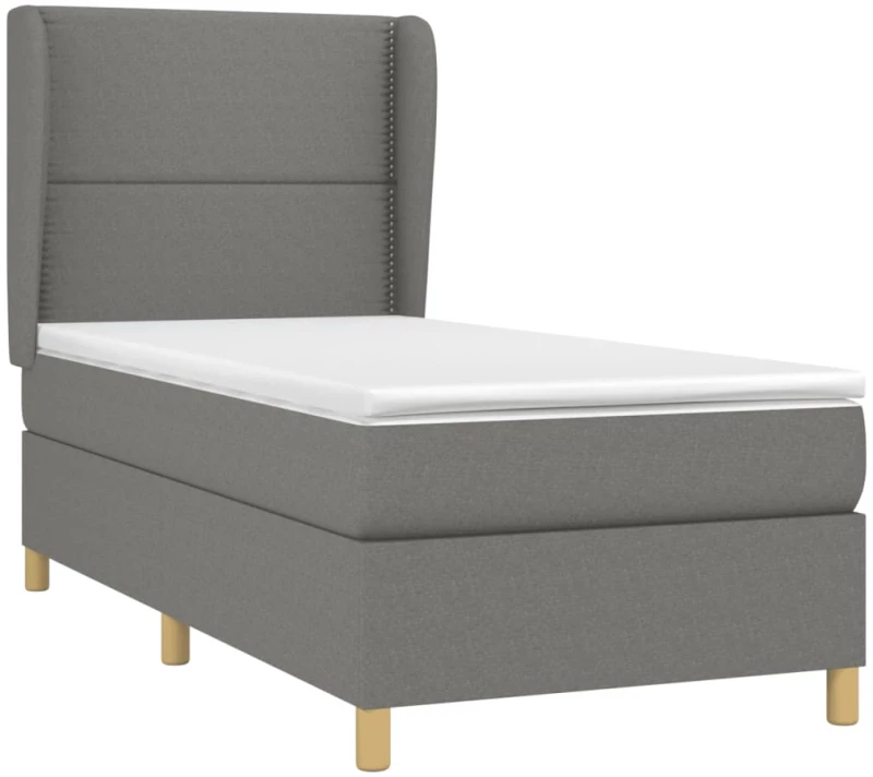 ΚΡΕΒΑΤΙ BOXSPRING ΜΕ ΣΤΡΩΜΑ ΣΚΟΥΡΟ ΓΚΡΙ 100X200 ΕΚ. ΥΦΑΣΜΑΤΙΝΟ 3128422