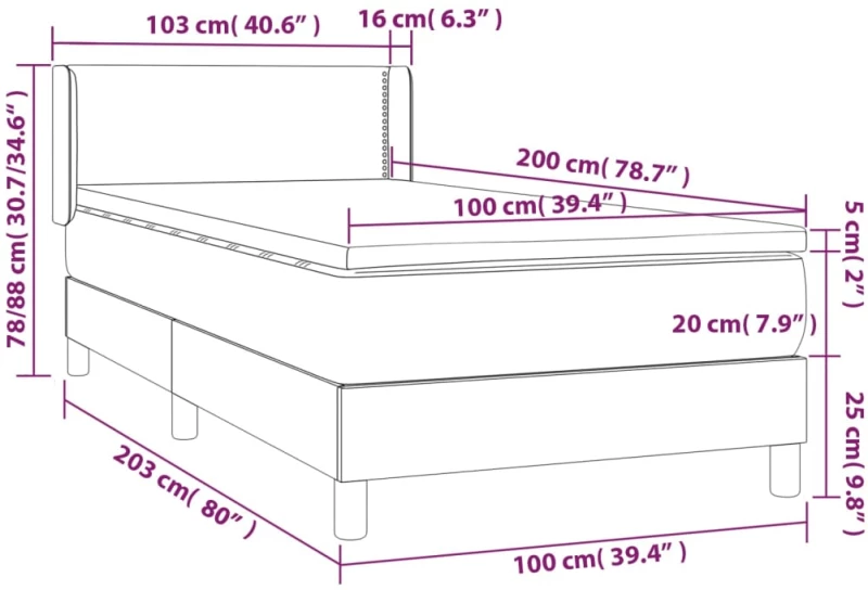 ΚΡΕΒΑΤΙ BOXSPRING ΜΕ ΣΤΡΩΜΑ ΣΚΟΥΡΟ ΓΚΡΙ 100X200 ΕΚ. ΥΦΑΣΜΑΤΙΝΟ 3130170