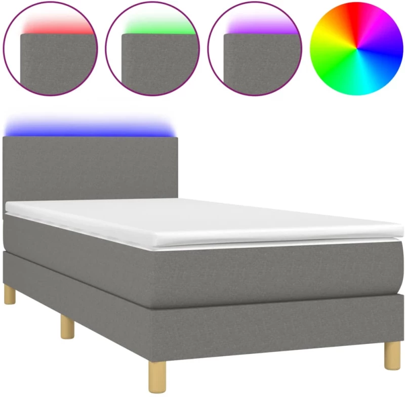 ΚΡΕΒΑΤΙ BOXSPRING ΜΕ ΣΤΡΩΜΑ & LED ΣΚ.ΓΚΡΙ 100X200 ΕΚ ΥΦΑΣΜΑΤΙΝΟ 3133534